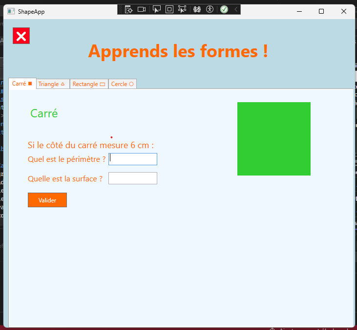 Interface principale ShapeApp
