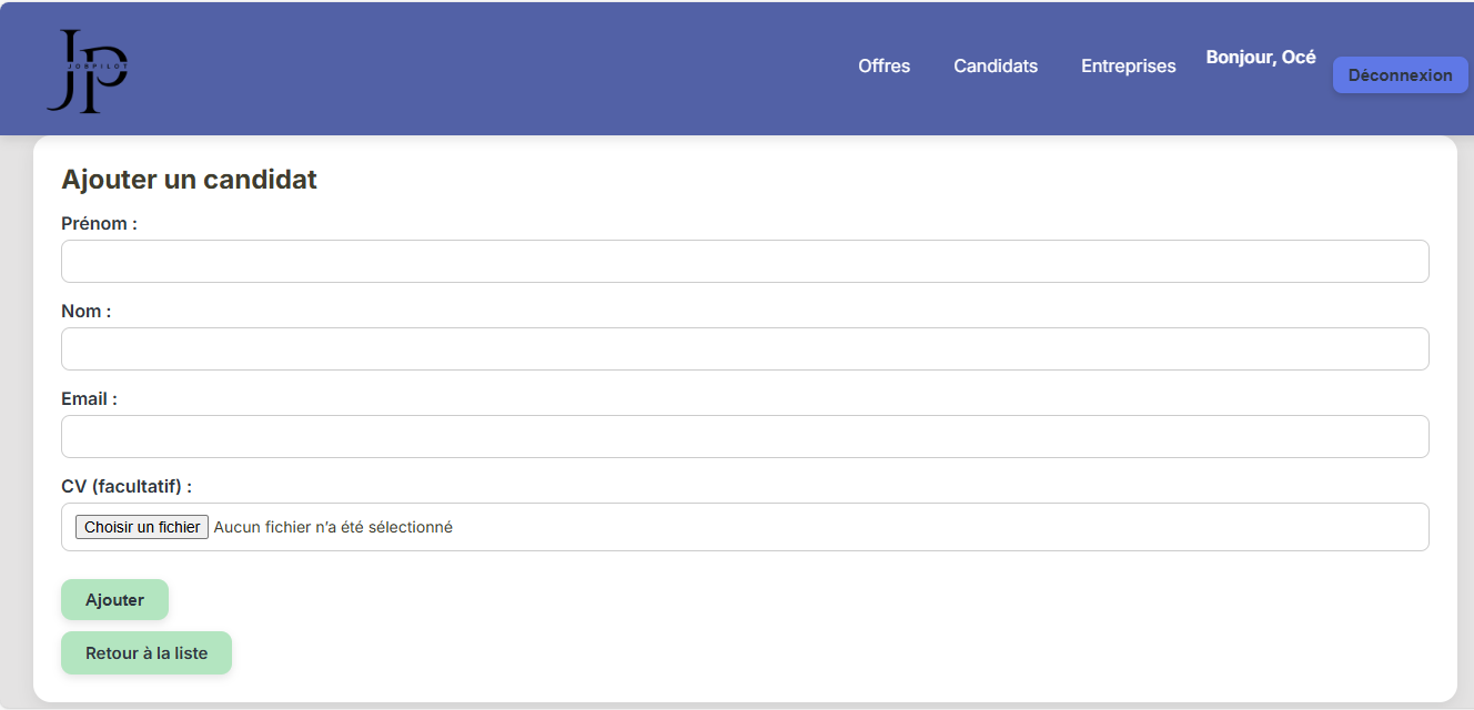 Ajout d'un candidat