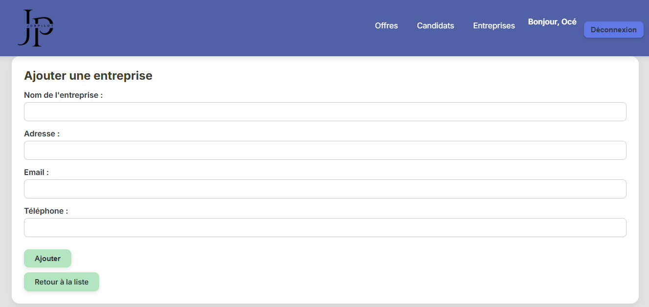 Ajout d'une entreprise